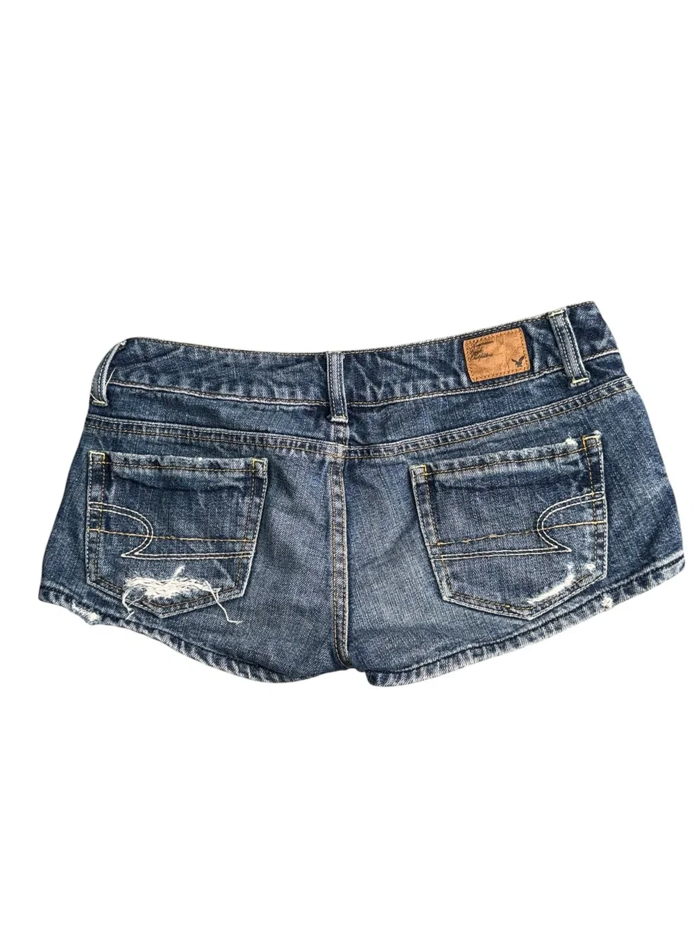 VTG American Eagle Denim Shorts Womens 00 Distressed Low Rise Mini Jean Y2K
